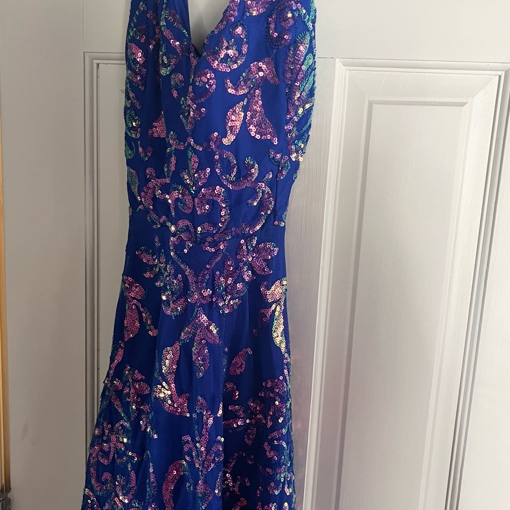 Formal Blue and Purple Sequin Dress